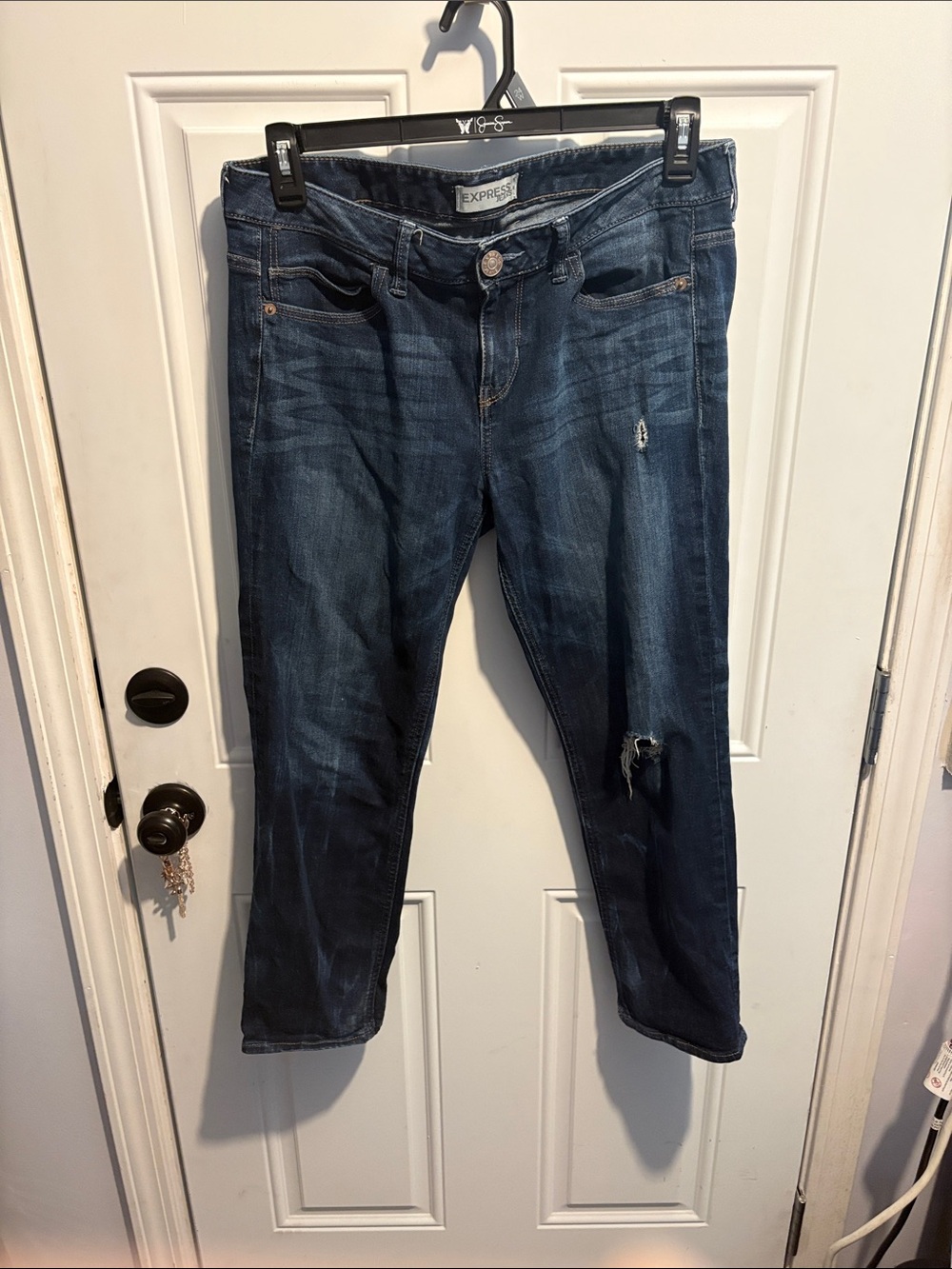 Express Boyfriend Jeans in Dark Indigo Wash